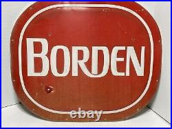 Rare Vintage Original Embossed Borden's Oval Metal Store Advertising Sign