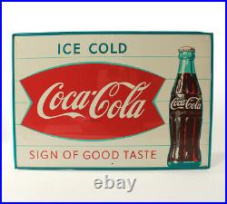 Rare Vintage Original Metal Sign Coca Cola Ice Cold Fishtail Soda Sign