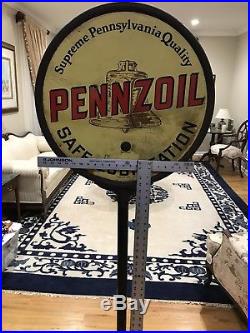 Rare Vintage Original Pennzoil Double Sided Porcelain Lollipop Sign