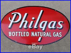 Rare Vintage Porcelain DoubleSided Philgas Phillips 66 Sign Walker & Co