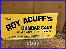 Rare Vintage Roy Acuff's Dunbar Cave Clarksville Tennessee 25x12' Sign Country