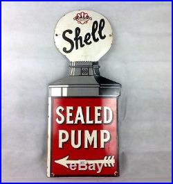Rare Vintage Shell Fuel Pump enamel garage advertising sign