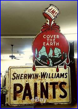 Rare Vintage Sherwin-Williams Paint SWP Painted metal Advertising Flange Sign