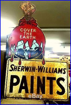 Rare Vintage Sherwin-Williams Paint SWP Painted metal Advertising Flange Sign