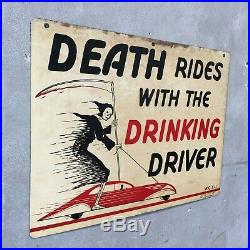 Rare Vintage WCTU Sign Death Rides with the Drinking Driver not Porcelain