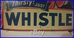 Rare Vtg 1940's Whistle Orange Soda Pop Gas Oil 24 Clock Sign Works Great Color