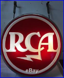 Rare -rca-vintage 2 Sided Lighted Sign Large 35-tv, Radio, Tubes-advertisement