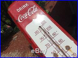 Scarce Vintage Antique Coke Coca Cola Metal Porcelain Non Tin Thermometer Sign