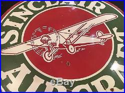 Sinclair Aircraft REG U. S PATT. OFF 1940's Vintage Porcelain 2 Sided Enamel Sign