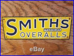 Smiths Overalls Tin Sign General Store Clothing Vintage Original Old Farm Jeans
