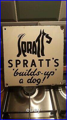 Spratt's Dog Food. Antique enamel shop sign
