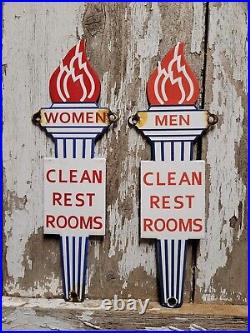 Standard Oil Vintage Porcelain Sign Gas Station Restroom Torch Service Toilet