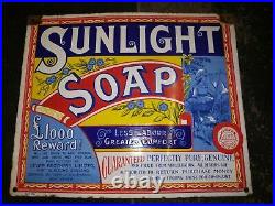 Sunlight Soap Pictorial Vintage Enamel Porcelain Sign Rare Collectibles