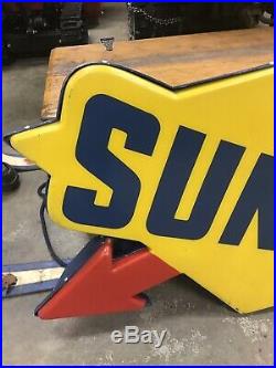 Sunoco Sign Single-Sided Light-Up Vintage Service Station Sign With Arrow Logo