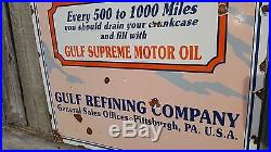 That Good GULF Gasoline Porcelain Gas Oil Service Petro Auto Pittsburgh Vintage