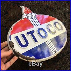 Utoco Porcelain Sign Standard Oil & Gas Pump Plate Original Vintage