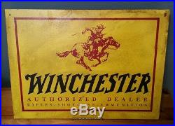 Very Rare Vtg Winchester Authorized Dealer Porcelain Sign Neat Cowboy Graphic