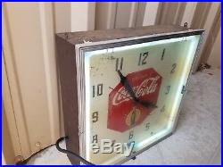 VINTAGE 1930's 40s LACKNER COCA COLA ELECTRIC WALL CLOCK LAST CHANCE