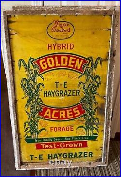 VINTAGE 1930's GOLDEN ACRES TEST-GROWN HYBRID SEEDS ADVERTISING SIGN