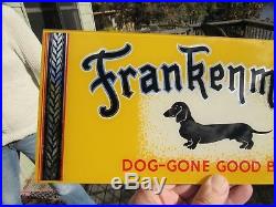 VINTAGE 1940's FRANKENMUTH DOG-GONE GOOD BEER SIGN NOS REVERSE PAINTED ON GLASS