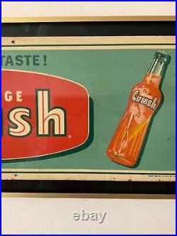 VINTAGE 1940's ORANGE CRUSH TIN LITHO ADVERTISING SIGN PROFESSIONALLY FRAMED