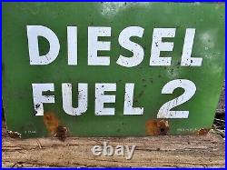 VINTAGE 1960 Texaco Diesel fuel 2 Porcelain Advertising Sign (Green) 18 X 12