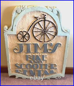 VINTAGE 1960's-70s JIM's BIKE AND SCOOTER RENTAL ADVERTISING SHOP SIGN- CAPE COD