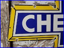 VINTAGE 1960s CHEVROLET PORCELAIN SIGN 38 OLD CHEVY TRUCK DEALER GM BOWTIE SIGN