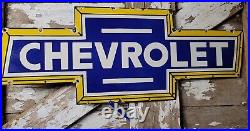 VINTAGE 1960s CHEVROLET PORCELAIN SIGN 38 OLD CHEVY TRUCK DEALER GM BOWTIE SIGN