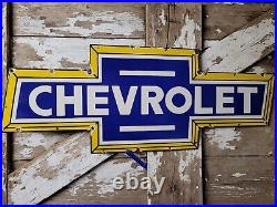 VINTAGE 1960s CHEVROLET PORCELAIN SIGN 38 OLD CHEVY TRUCK DEALER GM BOWTIE SIGN