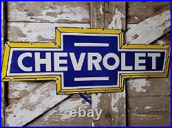 VINTAGE 1960s CHEVROLET PORCELAIN SIGN 38 OLD CHEVY TRUCK DEALER GM BOWTIE SIGN