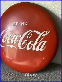VINTAGE 24 INCH COKE Coca Cola BUTTON SIGN
