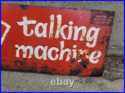 VINTAGE ANTIQUE METAL SIGN ADVERTISING TALKING MACHINE Toy N Joy