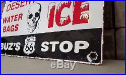 Vintage Buz's Desert Route 66 General Store Porcelain Gas Oil Advertisement Sign