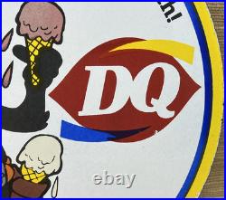 VINTAGE DAIRY QUEEN PORCELAIN SIGN Dilly Bar Gas Oil Ice Cream Cone Daffy Duck