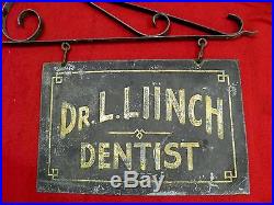 VINTAGE DENTIST SIGN WithHANGER ANTIQUE OLD ORTHO ORIGINAL RARE! VERY LARGE, WOW