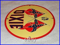 Vintage Dixie Gasoline 11 3/4 Porcelain Gas & Oil Sign! Pump Plate! Lubster Nr