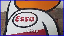 Vintage Esso Oil Drop Boy Gasoline Large Porcelain Gas Station Sign Lubester