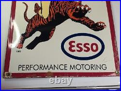 VINTAGE ESSO Put A Tiger In Your Tank Porcelain Over Steel Sign Original