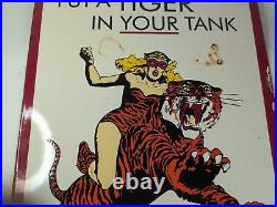 VINTAGE ESSO Put A Tiger In Your Tank Porcelain Over Steel Sign Original