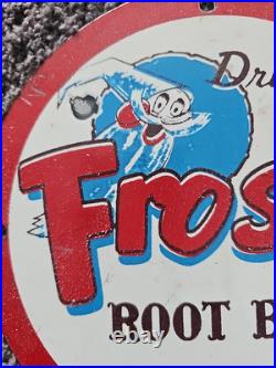 VINTAGE FROSTIE ROOT BEER PORCELAIN SIGN COKE, Pepsi, Orange Crush