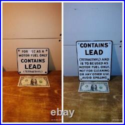 VINTAGE GAS PUMP PORCELAIN SIGN CONTAINS LEAD GAS OIL STATION Lot Of 2