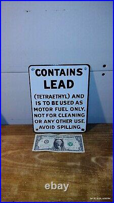 VINTAGE GAS PUMP PORCELAIN SIGN CONTAINS LEAD GAS OIL STATION Lot Of 2