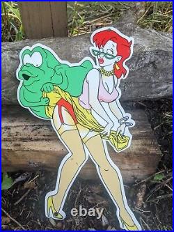 VINTAGE GHOSTBUSTER PORCELAIN DIE-CUT SIGN MOVIE Janine Melnitz 12 X 8