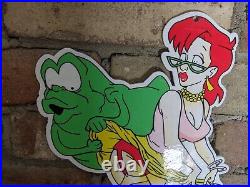 VINTAGE GHOSTBUSTER PORCELAIN DIE-CUT SIGN MOVIE Janine Melnitz 12 X 8