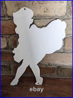 VINTAGE GHOSTBUSTER PORCELAIN DIE-CUT SIGN MOVIE Janine Melnitz 12 X 8