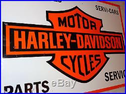 Vintage Harley Davidson Motorcycle Parts & Service 17 Porcelain Gas & Oil Sign
