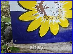 VINTAGE HEAVY 1950'S COLLECTIBLE BORDEN'S ICE CREAM PORCELAIN SIGN 24 x 20