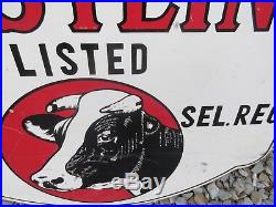 VINTAGE HOLSTEINS SIGN DOUBLE SIDED With HANGER BRACKET EXCELLENT COND M-910