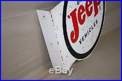 Vintage Jeep 4-wheel Dealership Flange 2-sided Metal Sign Soda Farm Barn Ih